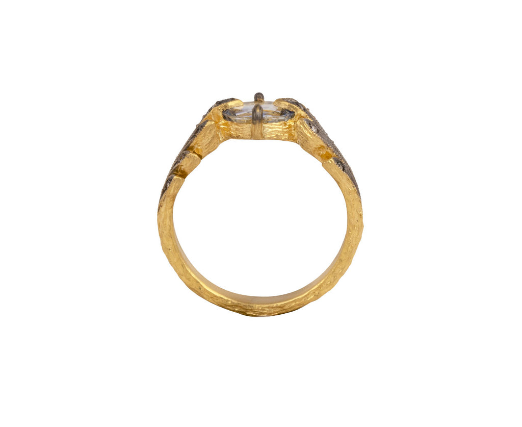 Ceylon Blue Sapphire Leaf Side Ring