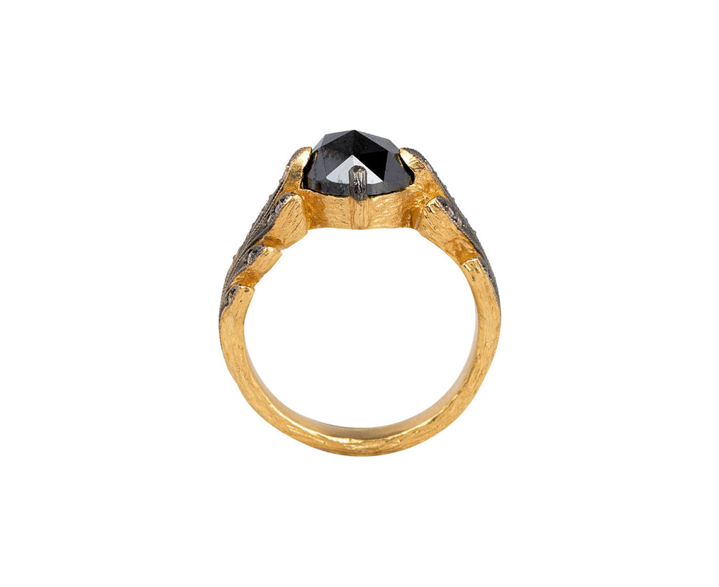 Cathy Waterman Black Diamond Leafside Ring Top View