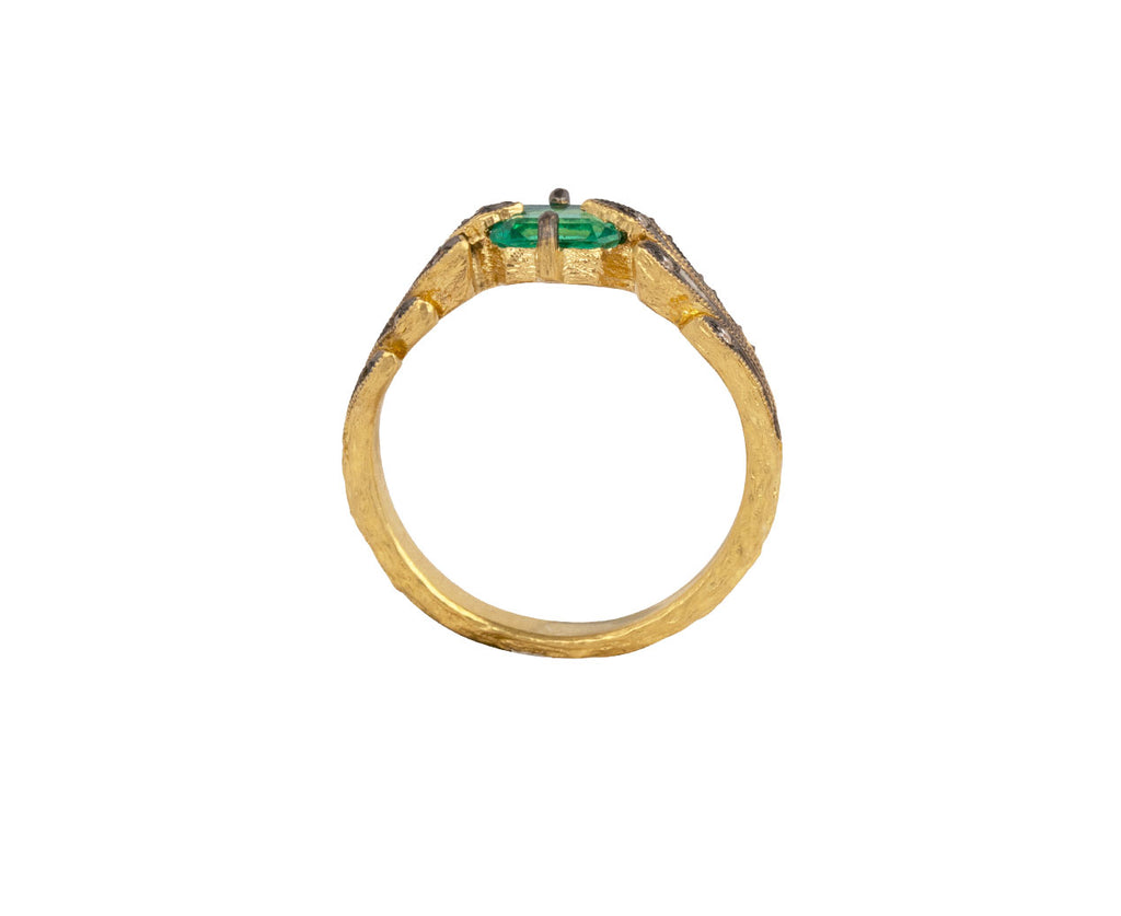 Emerald Leaf Side Ring