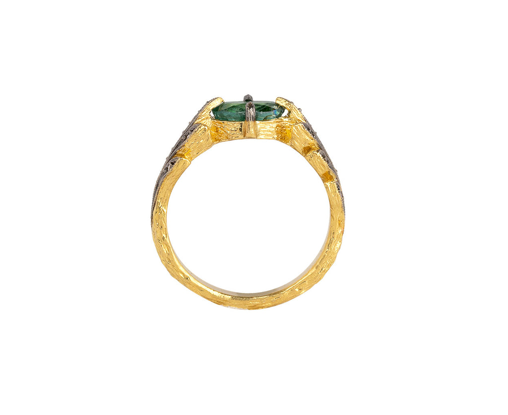 Cathy Waterman Indicolite Tourmaline Leafside Ring Top View