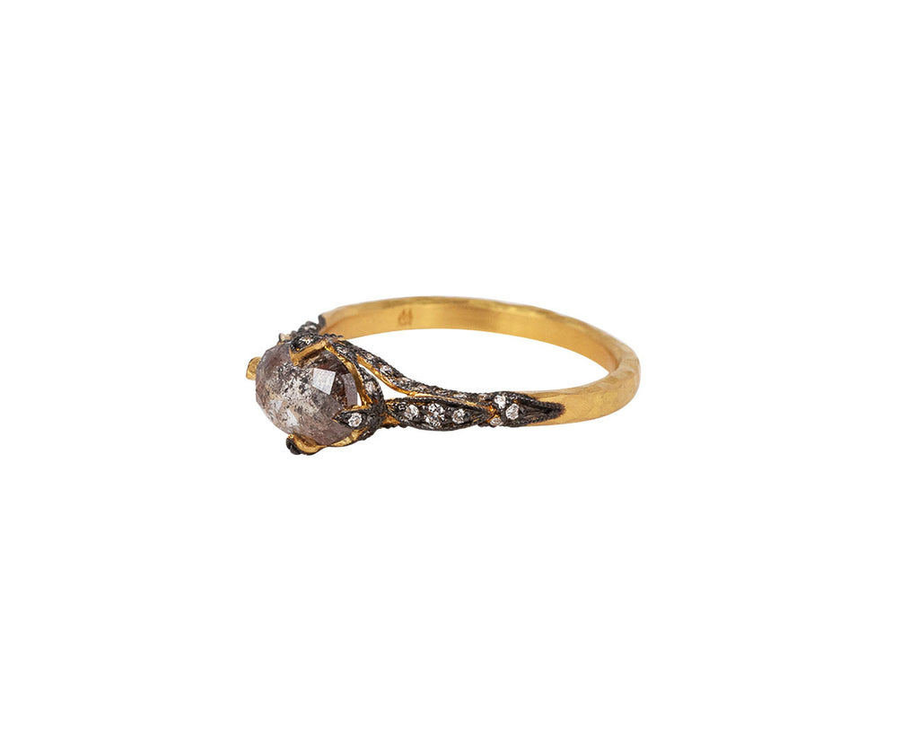 Rustic Diamond Petal Side Ring