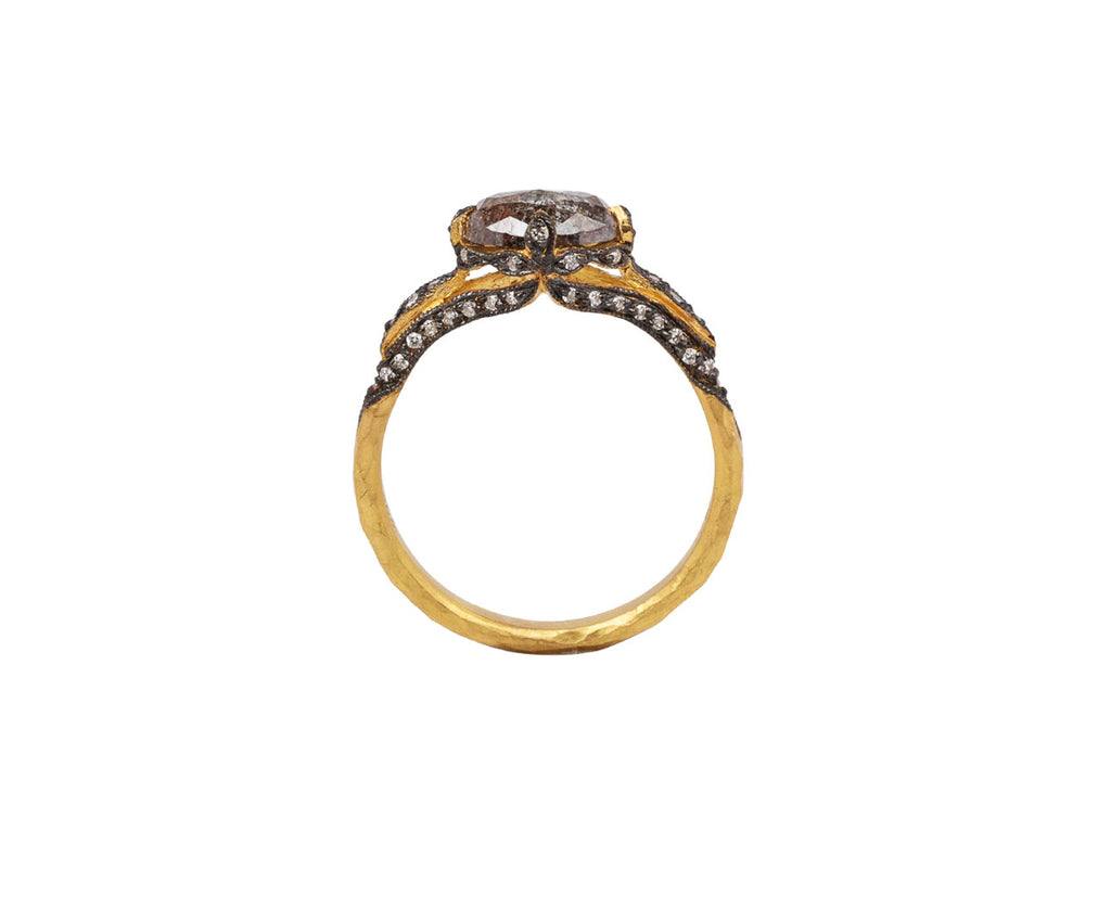 Rustic Diamond Petal Side Ring