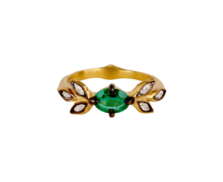 Cathy Waterman Emerald Marquise Leaf Ring