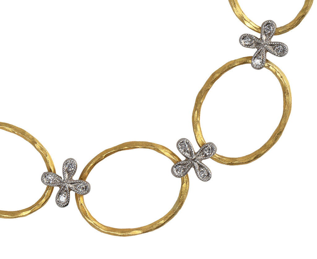 Cathy Waterman Hammered Link and Flower Bracelet Close Up