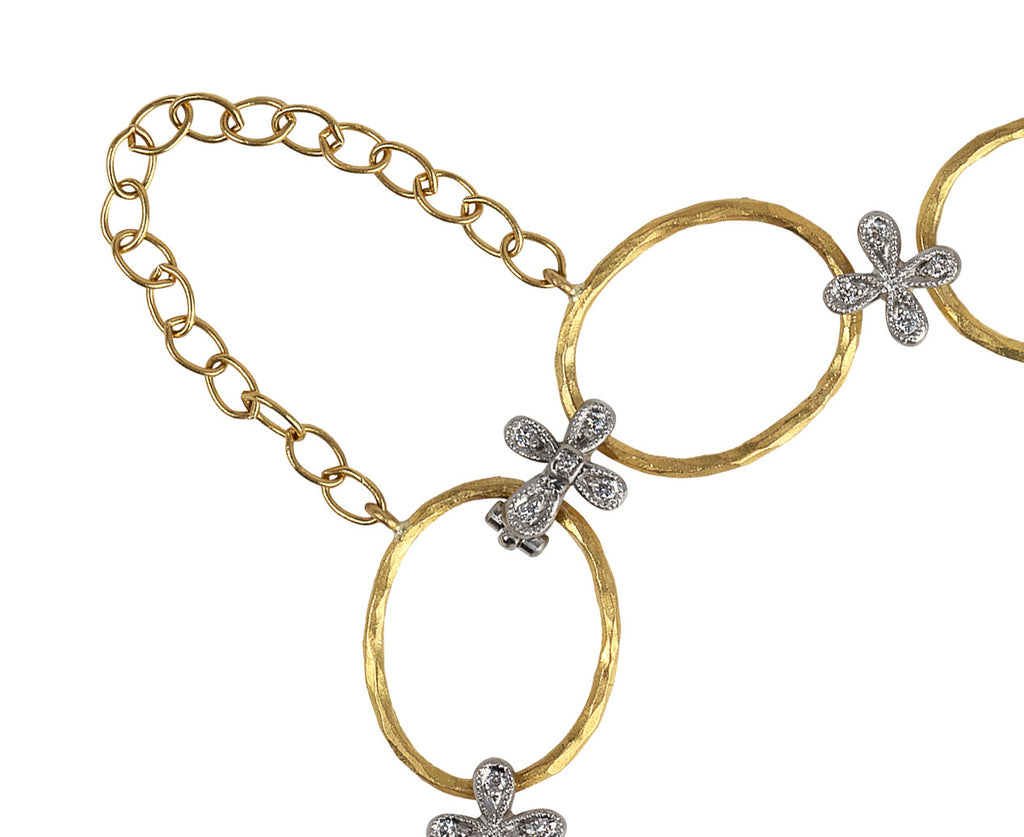 Cathy Waterman Hammered Link and Flower Bracelet Clasp