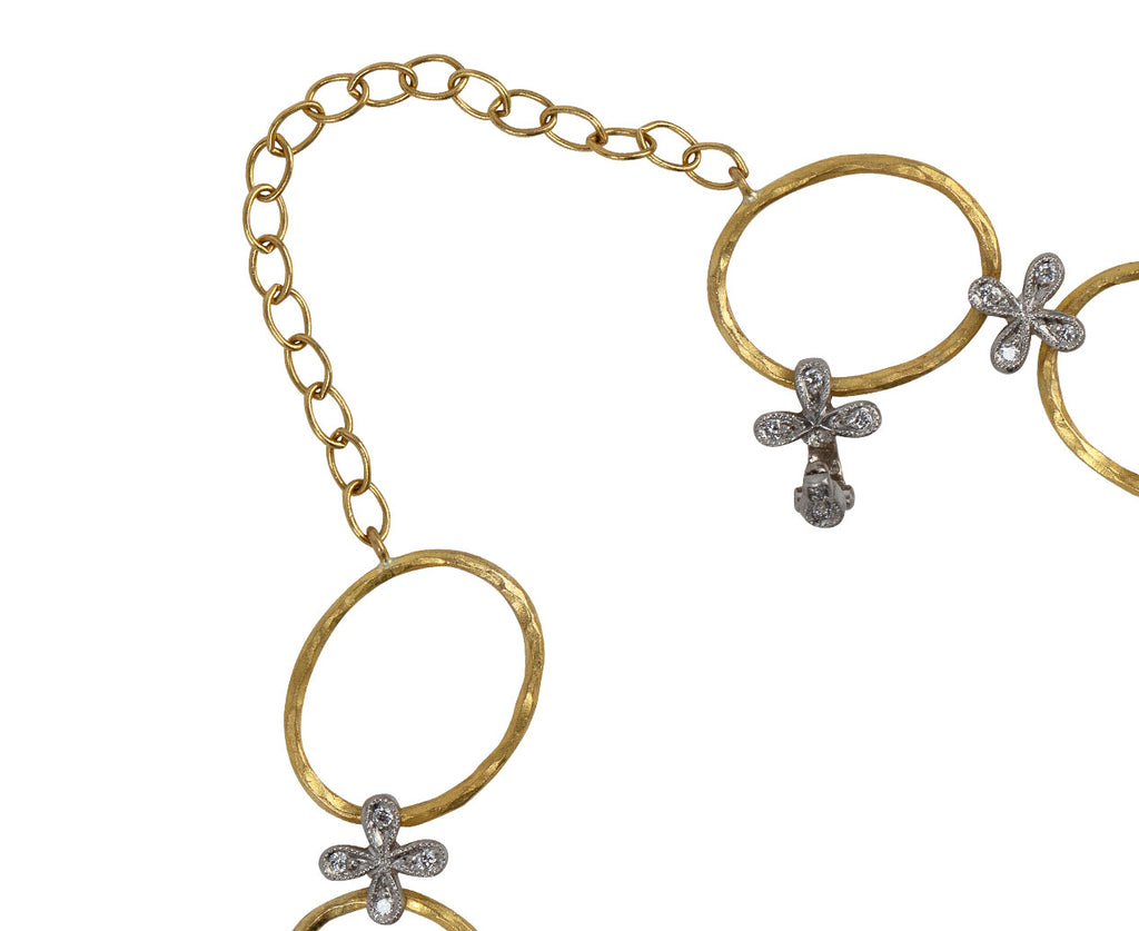 Cathy Waterman Hammered Link and Flower Bracelet Close Up Clasp