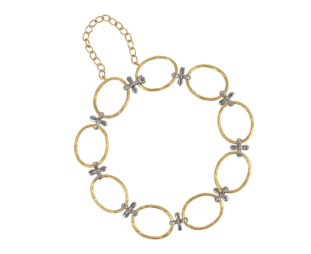 Cathy Waterman Hammered Link and Flower Bracelet Back Bracelet