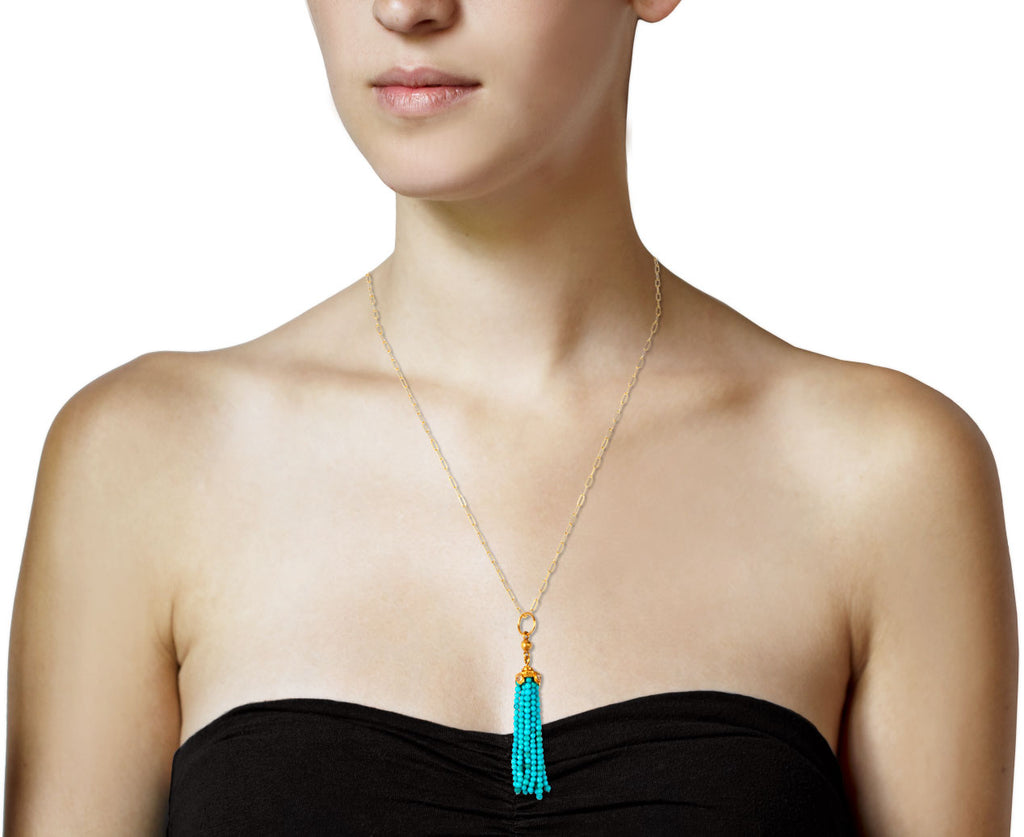 Turquoise Tassel Charm Pendant ONLY