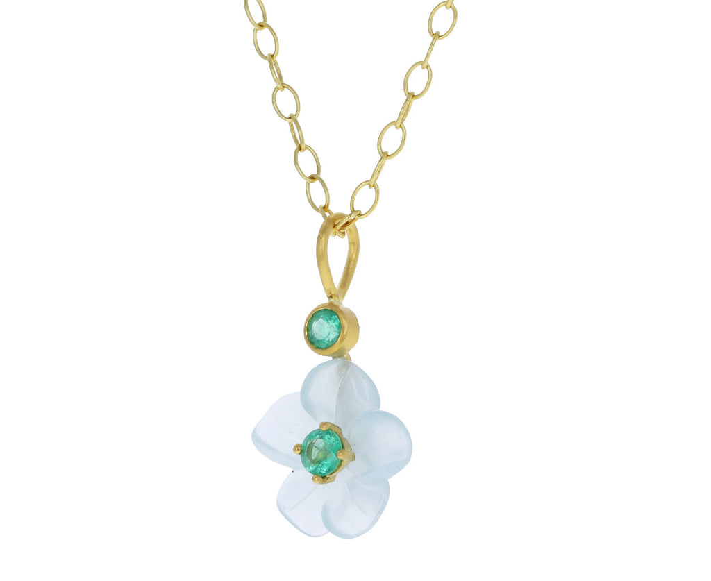 Aquamarine and Emerald Jeweled Flower Charm ONLY