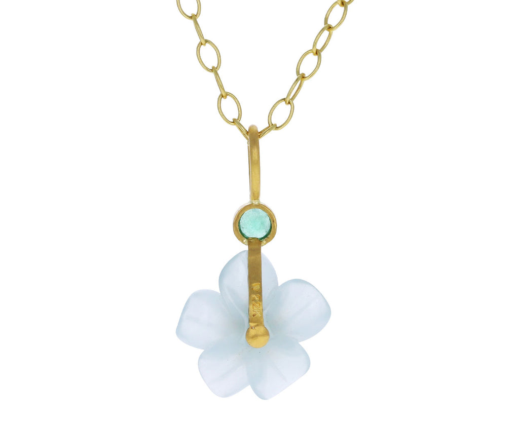 Aquamarine and Emerald Jeweled Flower Charm ONLY