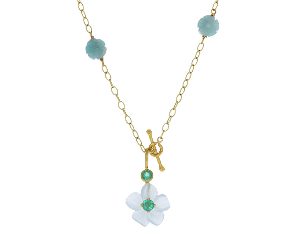 Aquamarine and Emerald Jeweled Flower Charm ONLY