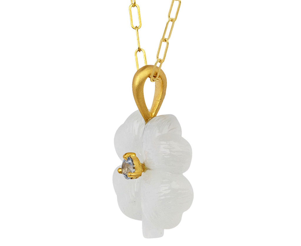 White Moonstone and Blue Sapphire Clover Charm Pendant ONLY