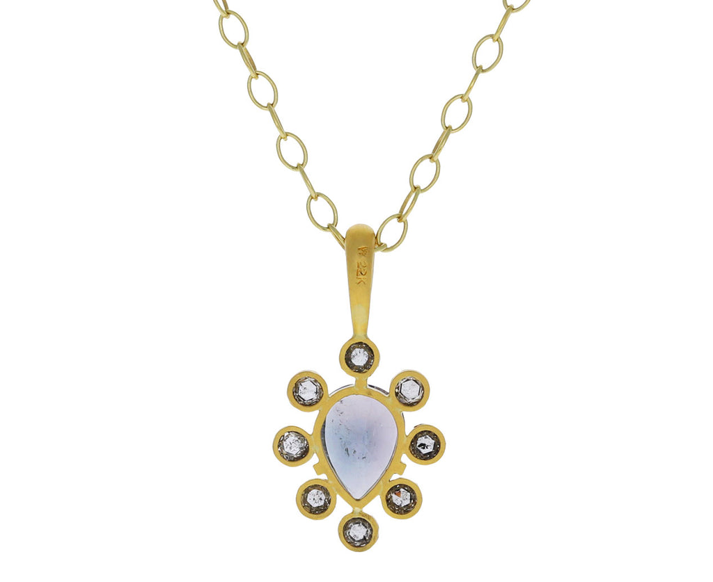 Black and White Diamond and Blue Tourmaline Charm Pendant ONLY