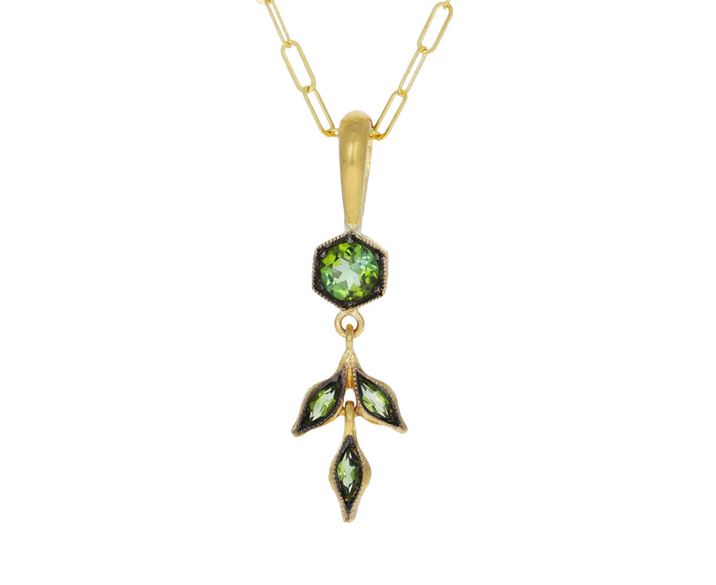 Green Tourmaline Marquise Wheat Charm Pendant ONLY