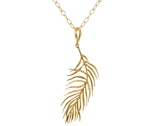 Gold Diamond Feather Pendant - TWISTonline 