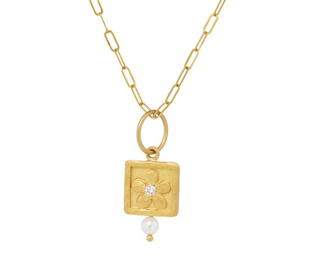 Cathy Waterman Gold Diamond Pearl Daisy Charm ONLY