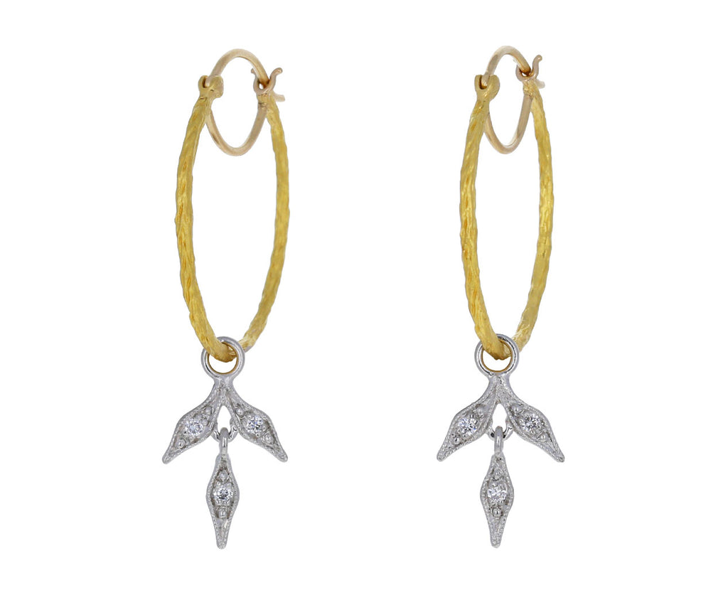Branched Hoops with Platinum Leaf Dangles