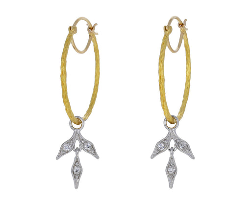 Branched Hoops with Platinum Leaf Dangles