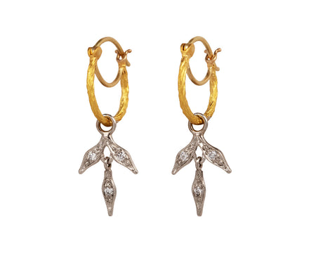 Cathy Waterman Small Leaf Dangle and Branch Hoop Earrings
