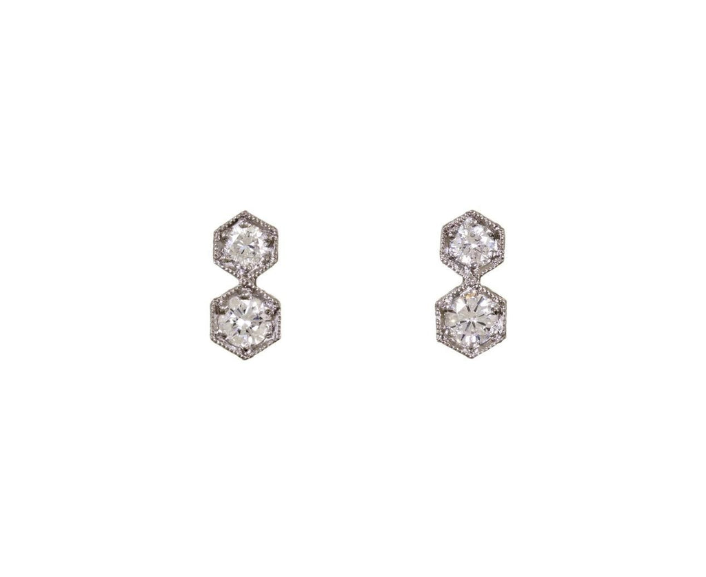 Double Hexagonal Diamond Post Earrings - TWISTonline 