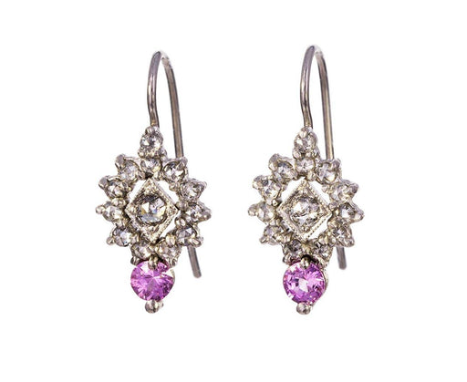 Black and White Diamond Pink Sapphire Earrings - TWISTonline 