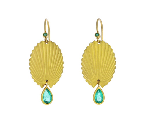 Colombian Emerald Scallop Shell Earrings