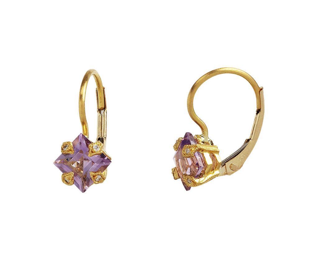 Amethyst Square Thorn Earrings