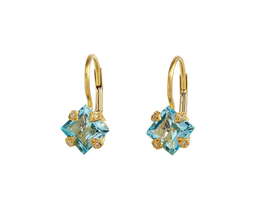 Sky Blue Topaz Square Thorn Earrings