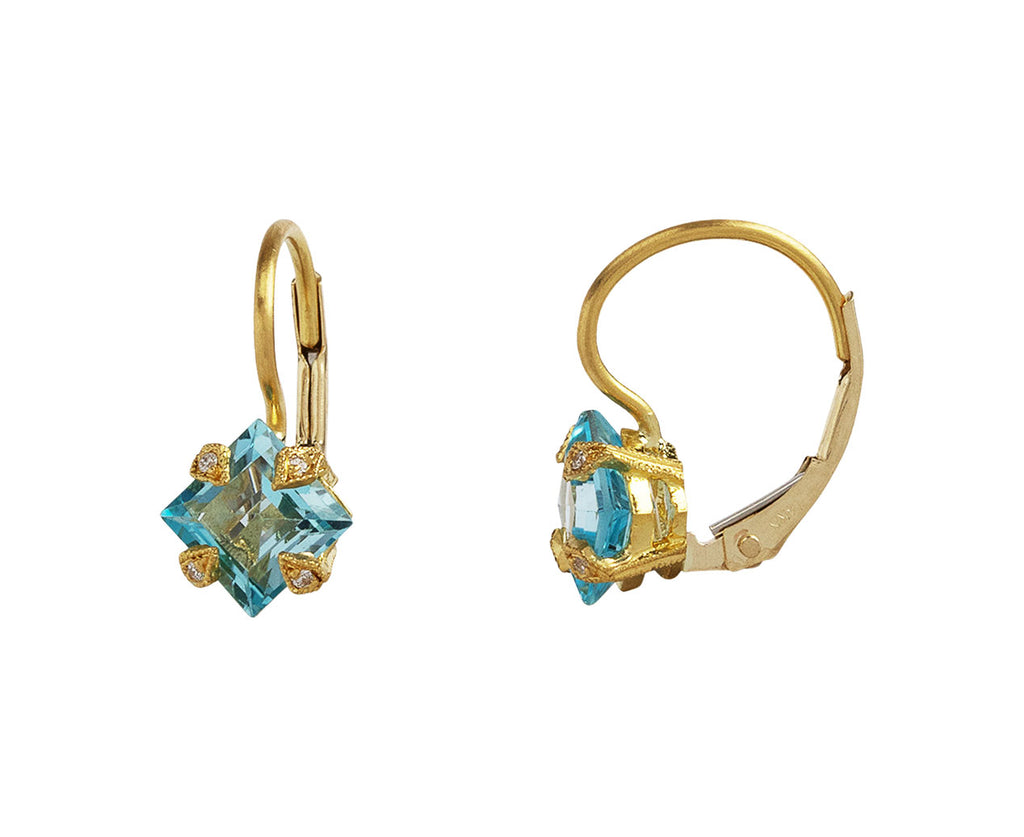 Sky Blue Topaz Square Thorn Earrings