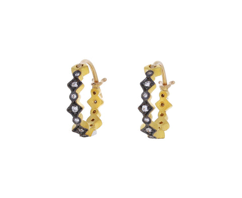 Blackened Gold Geometric Hoop Earrings