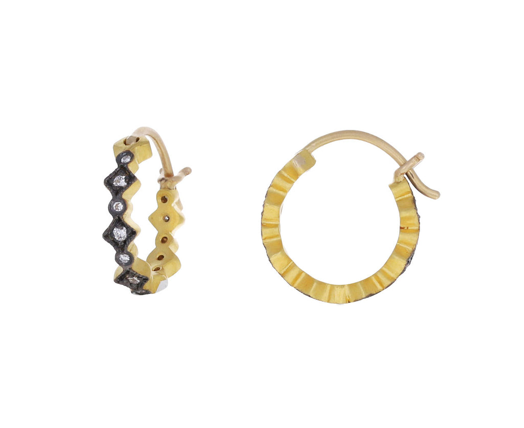 Blackened Gold Geometric Hoop Earrings