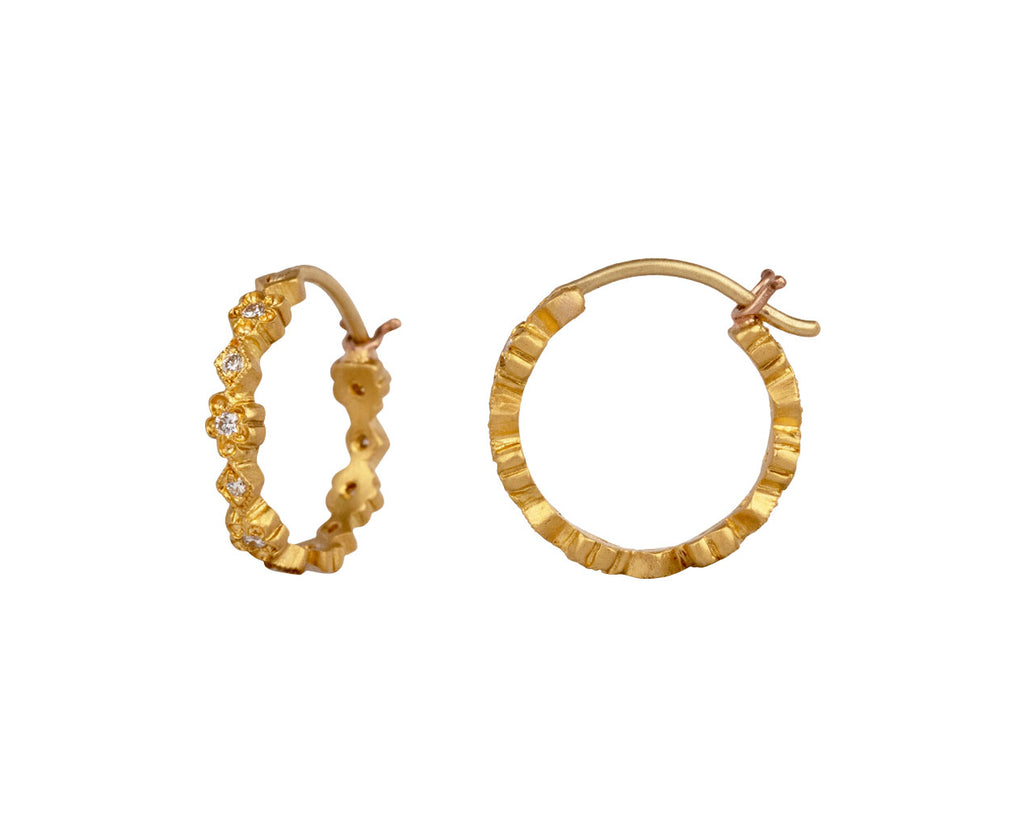 Cathy Waterman Scalloped Geo Flower Hoop Earrings Side View