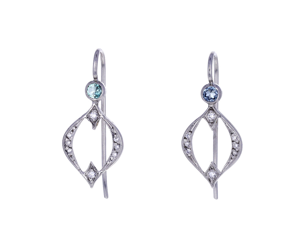 Green Tourmaline and Diamond Open Marquise Earrings