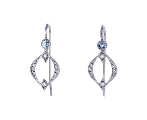 Green Tourmaline and Diamond Open Marquise Earrings