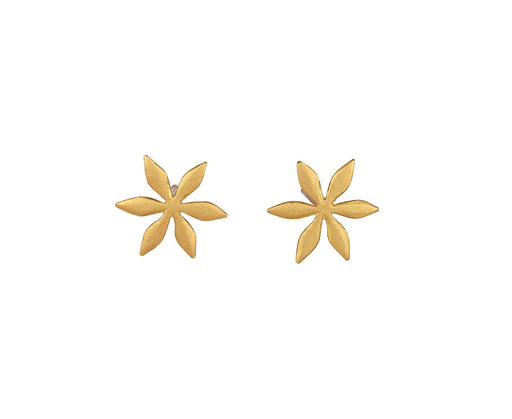 Cathy Waterman Gold Star Flower Stud Earrings