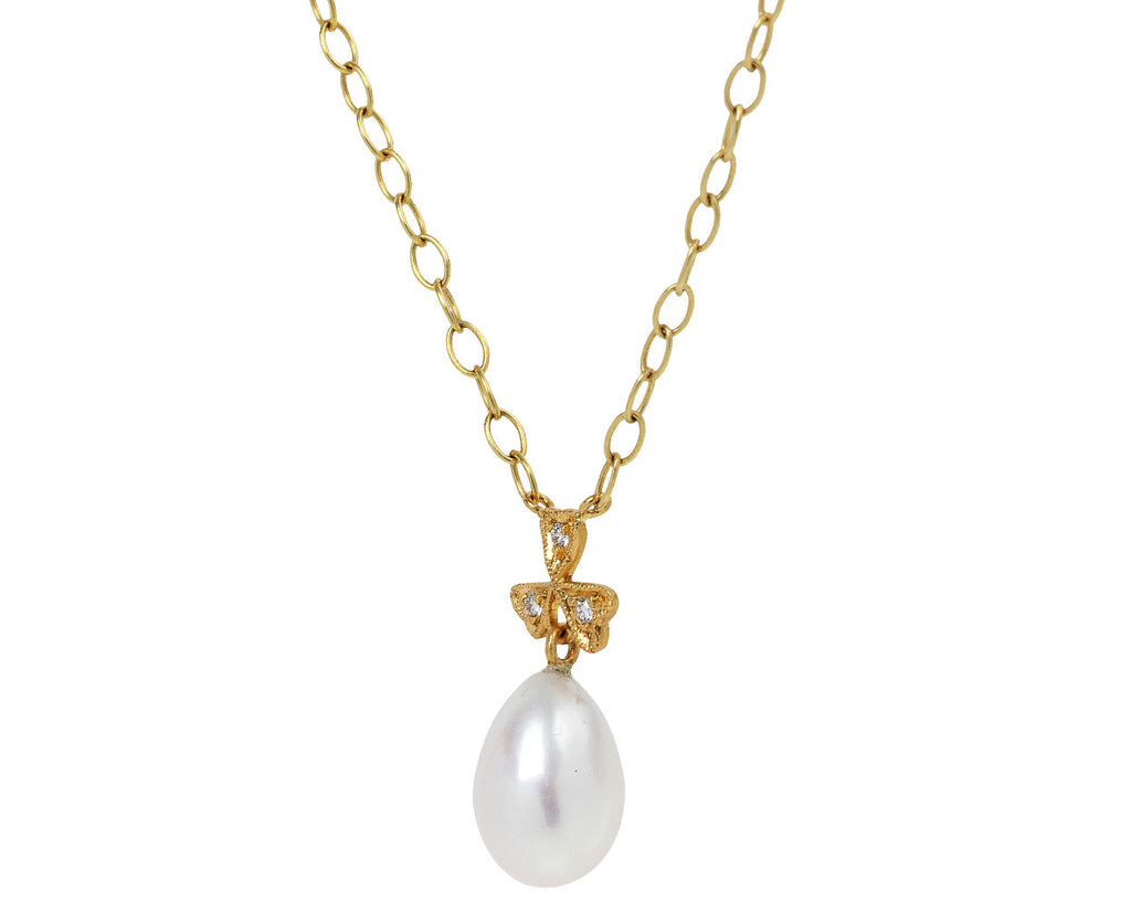 Cathy Waterman Freshwater Pearl Wildflower Pendant Necklace Side View