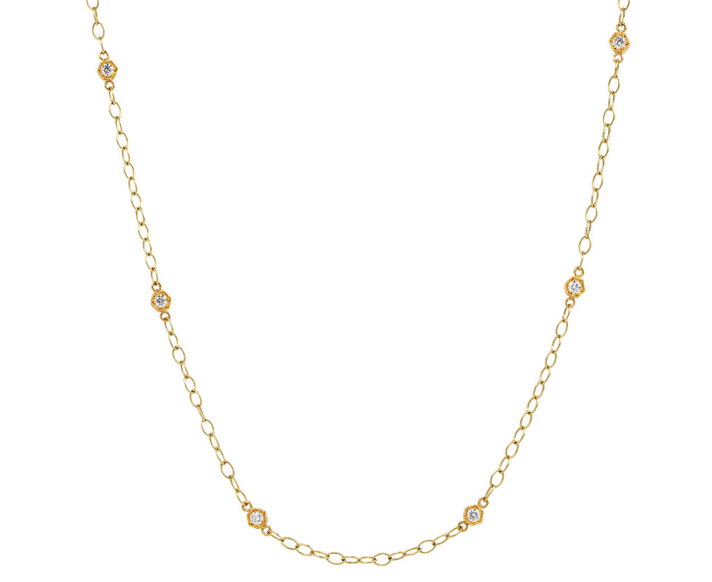 Cathy Waterman Hexagonal Bezel Set Diamond Chain Necklace