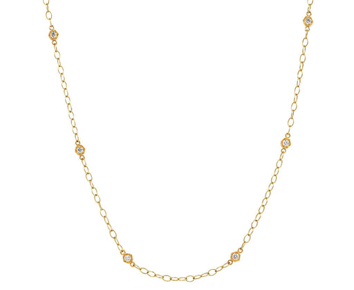 Cathy Waterman Hexagonal Bezel Set Diamond Chain Necklace