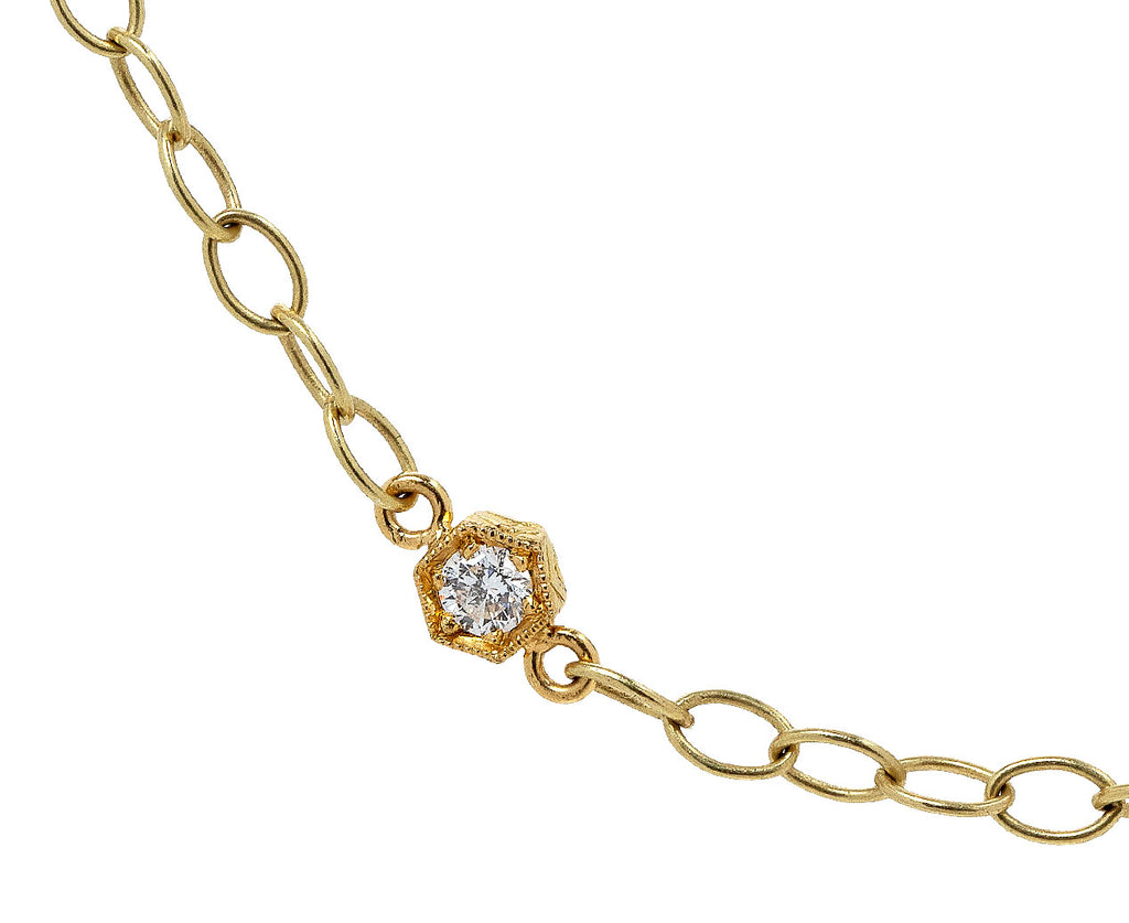 Cathy Waterman Hexagonal Bezel Set Diamond Chain Necklace Close Up