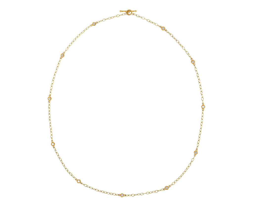 Cathy Waterman Hexagonal Bezel Set Diamond Chain Necklace Full Necklace