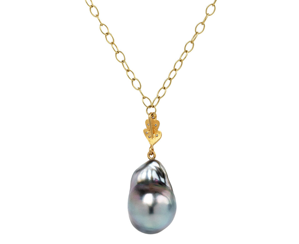 Cathy Waterman Tahitian Pearl on Leaf Pendant Necklace Back