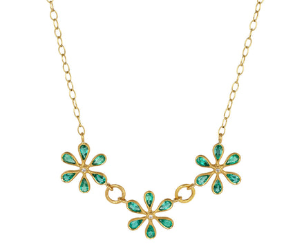 Cathy Waterman Emerald Flower Pendant Necklace