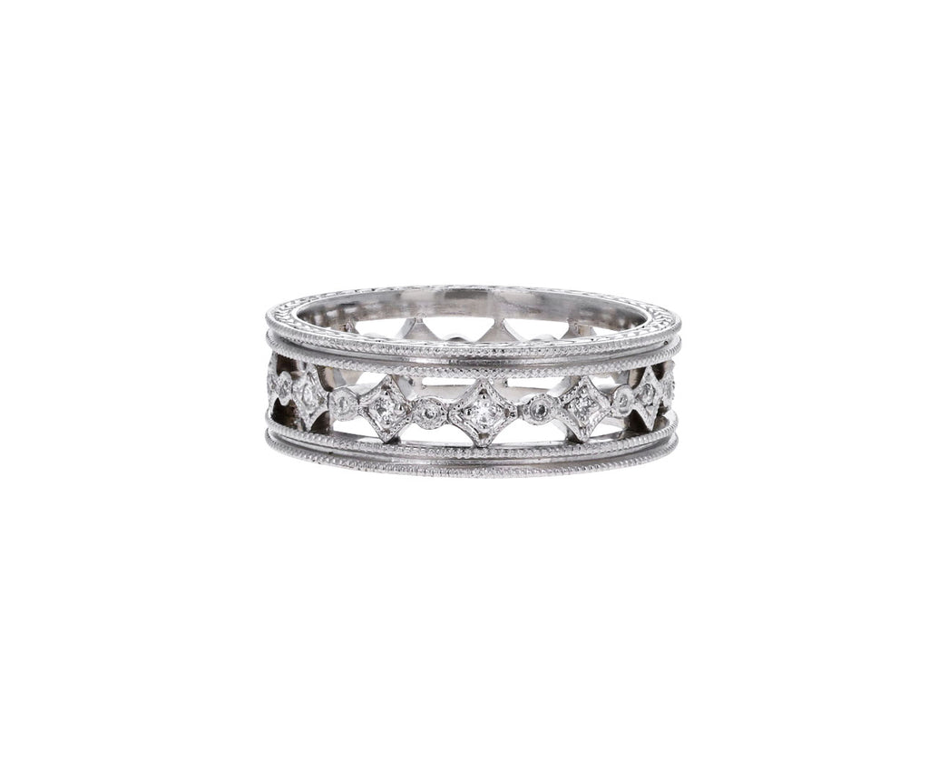 Platinum Double Milgrain Geometric Band