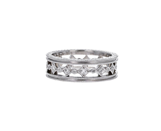 Platinum Double Milgrain Geometric Band