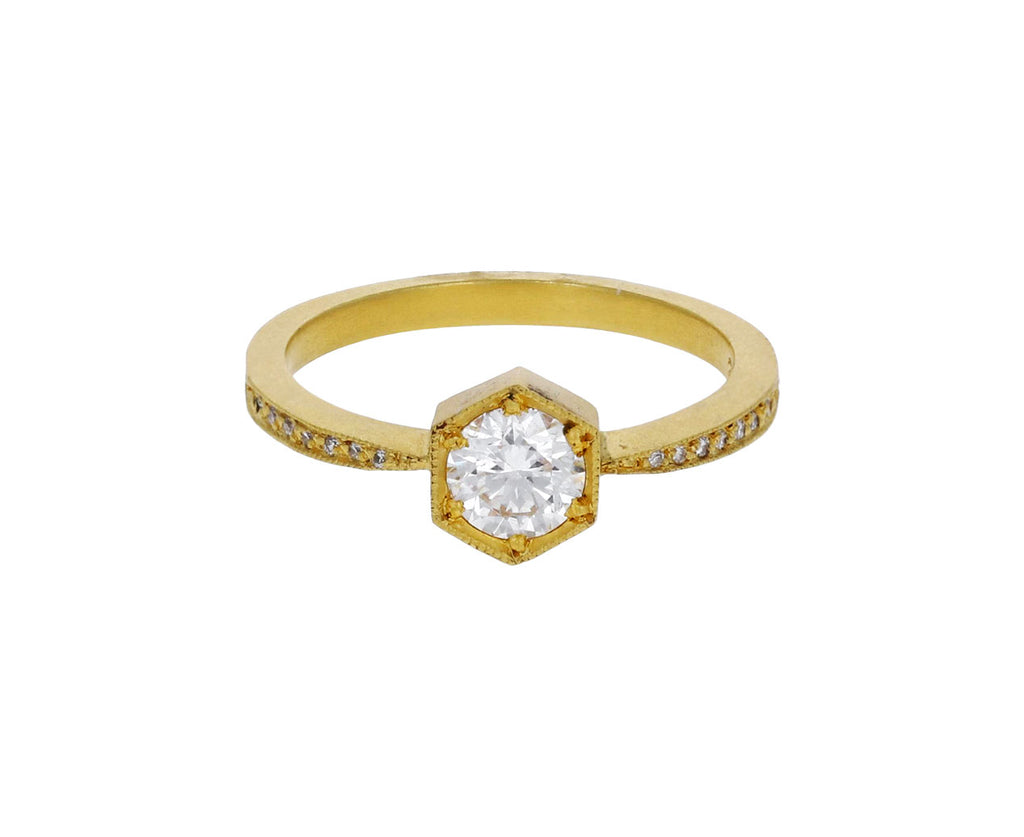 Diamond Hexagonal Bezel Solitaire Ring