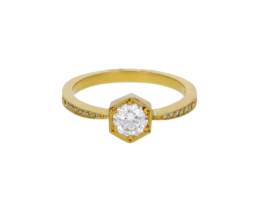 Diamond Hexagonal Bezel Solitaire Ring