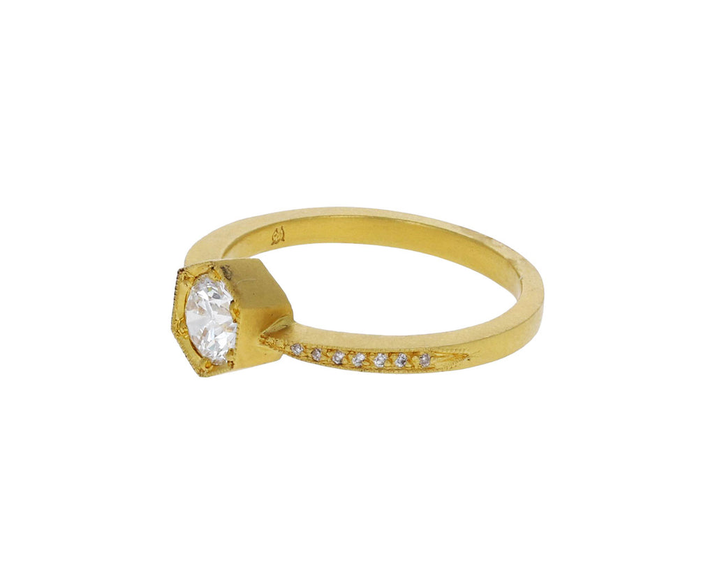 Diamond Hexagonal Bezel Solitaire Ring