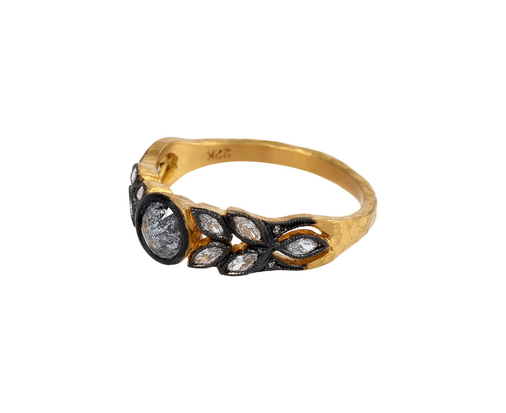 Cathy Waterman Black and White Diamond Small Garland Ring Side