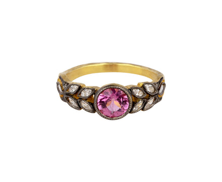 Pink Tourmaline and Diamond Small Garland Ring