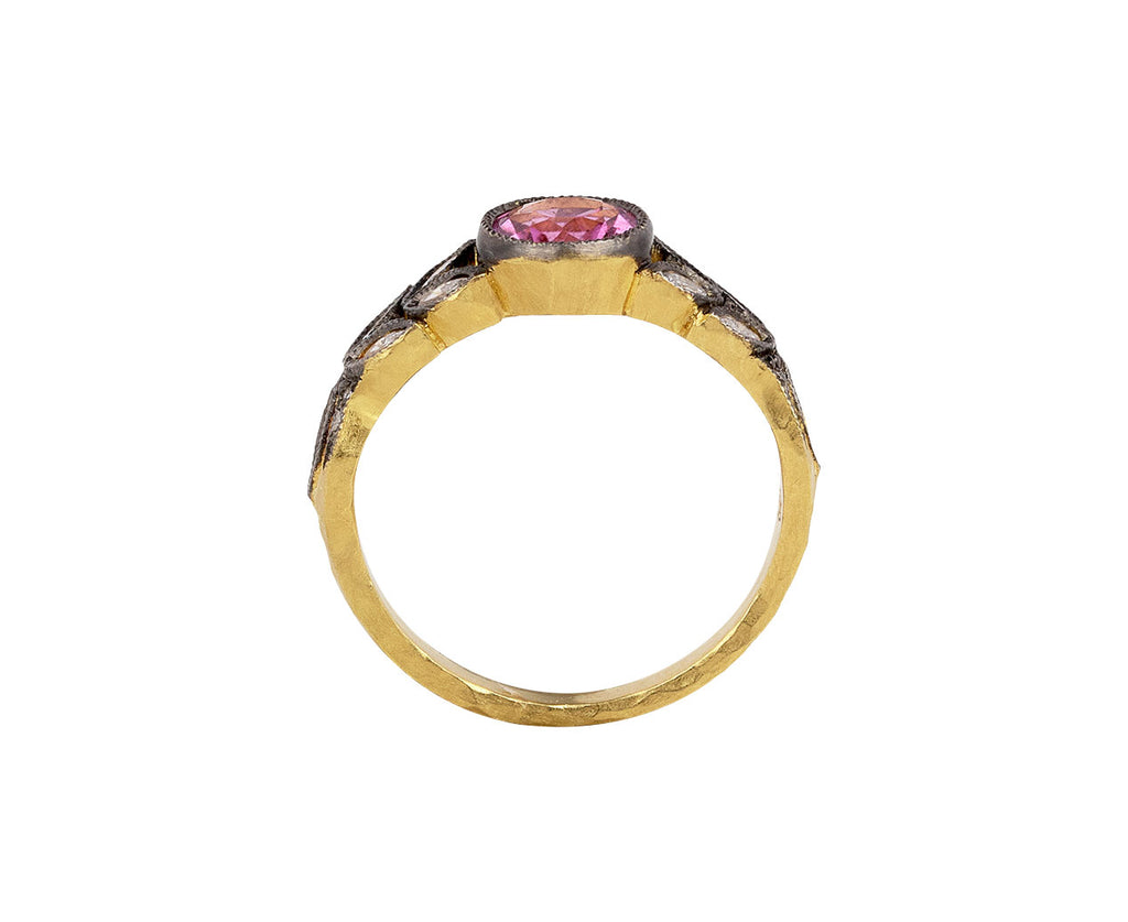 Pink Tourmaline and Diamond Small Garland Ring